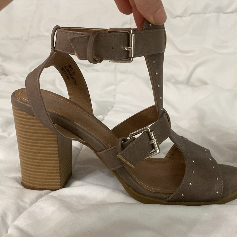 Report Brown Strappy Block Heel Sandals